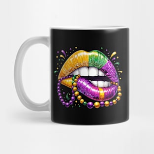 Mardi Gras Lips, Carnival Mardi Gras Outfit ,Fat Tuesday ,Flower de Luce,Mardi Gras Day, Mardi Gras Gift For Women Mug